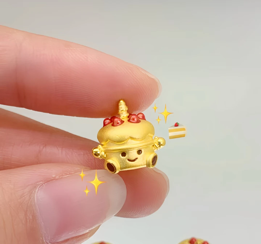 水贝黄金芝士小蛋糕足金999首饰配件
