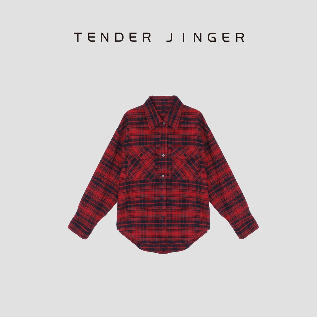 Tender Jinger｜线下专供 纯棉色织格纹翻领衬衫外套T53LFK41397