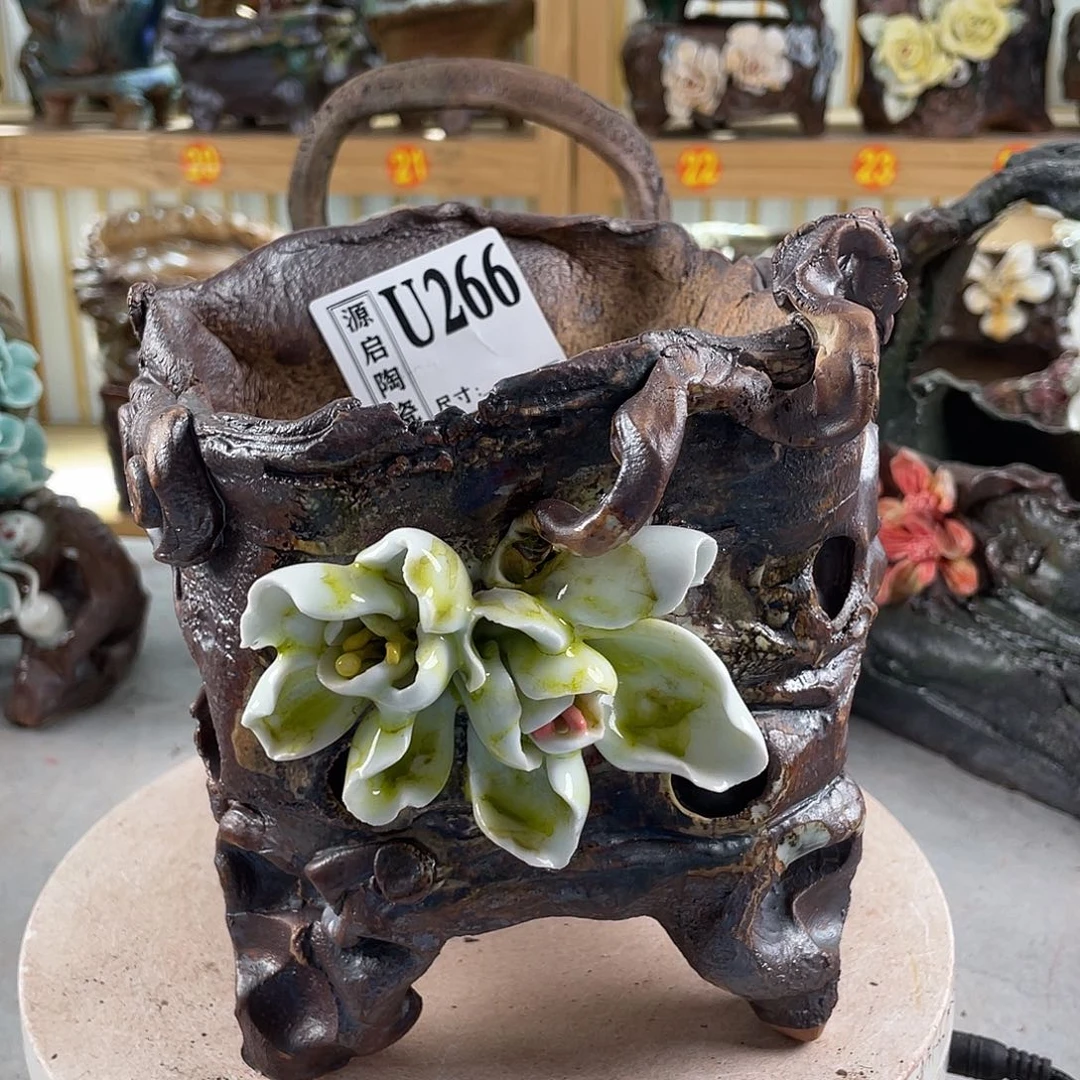 紫砂花盆景德镇陶瓷花盆266