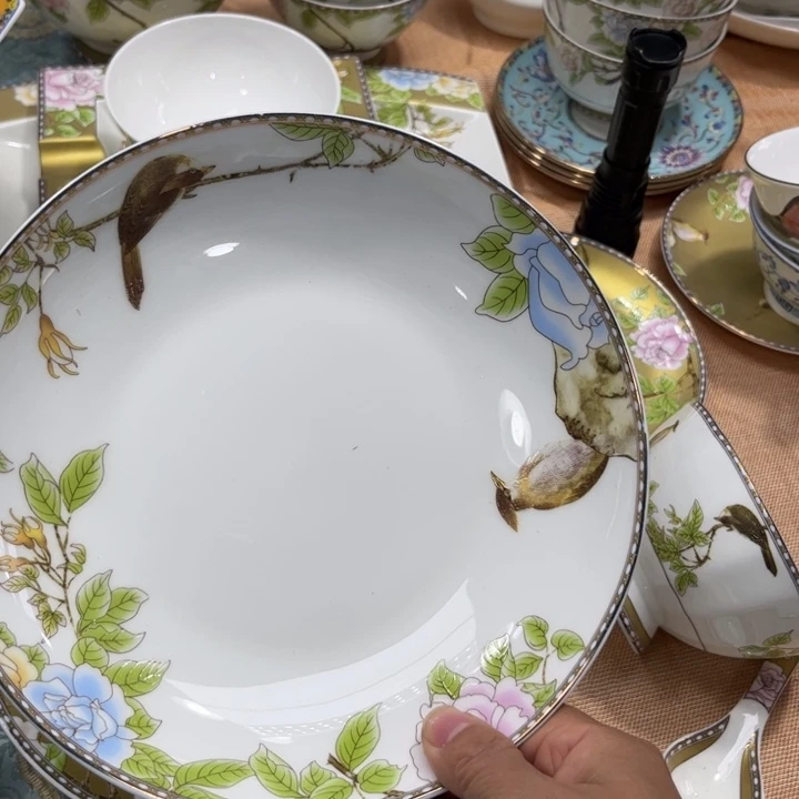 瓷片骨瓷琴瑟八寸深盘四个陶瓷餐具