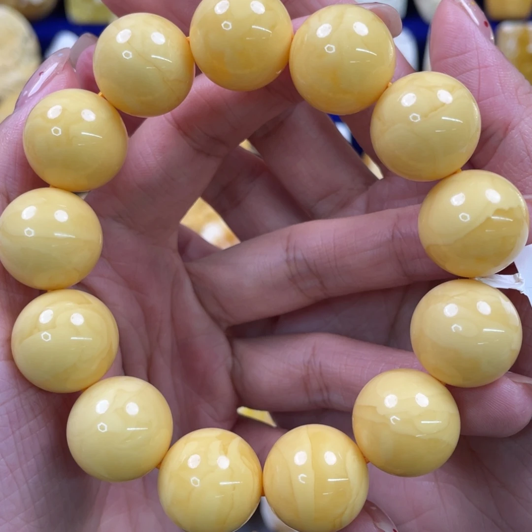 蜜蜡未镶嵌裸石琥珀蜜蜡手串卡18mm