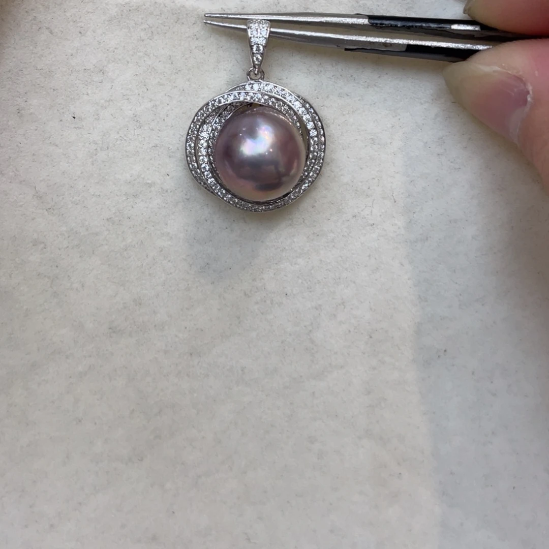 吊坠(不含链)银S925镶嵌拼合珍珠（马贝珠）