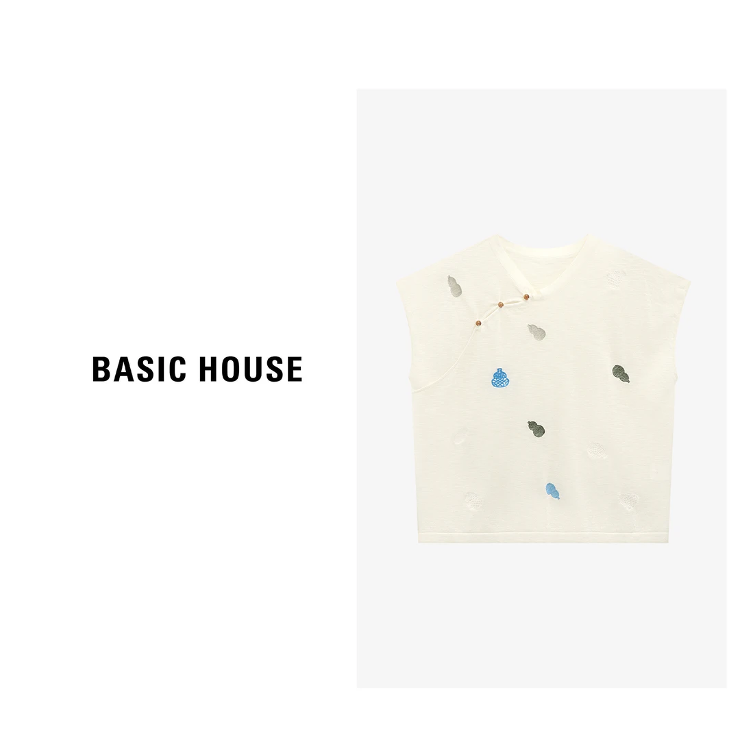 百家好夏季中式国风女装简约设计感短袖T恤针织衫-B0625B5CPK2