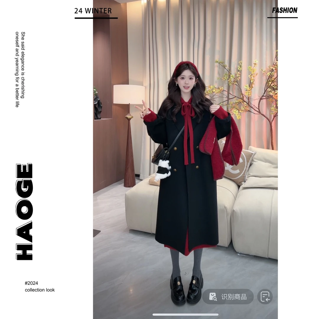 【大潘优品】【继承者】HGX2SP4899经典纯色宽松休闲中长款大衣外套