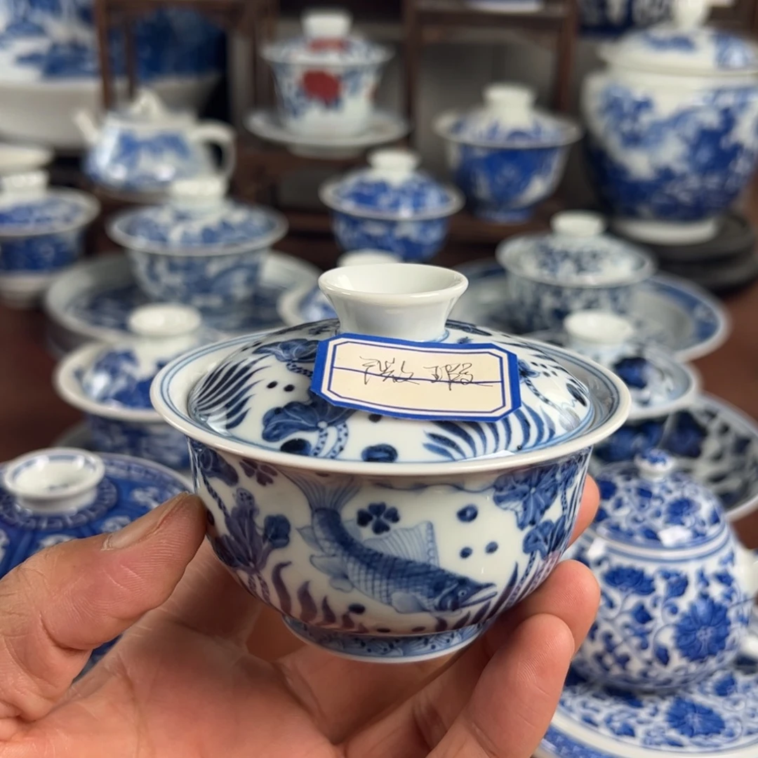 J***n陶瓷茶具鱼藻纹盖碗