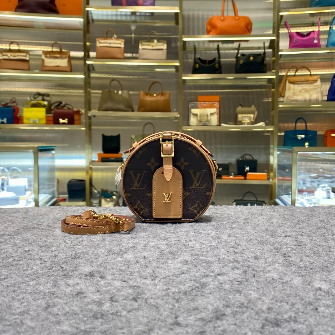 99新 LV LV 芯片款Boite Chapeau迷你包 老花mini小圆硬饼 斜挎包