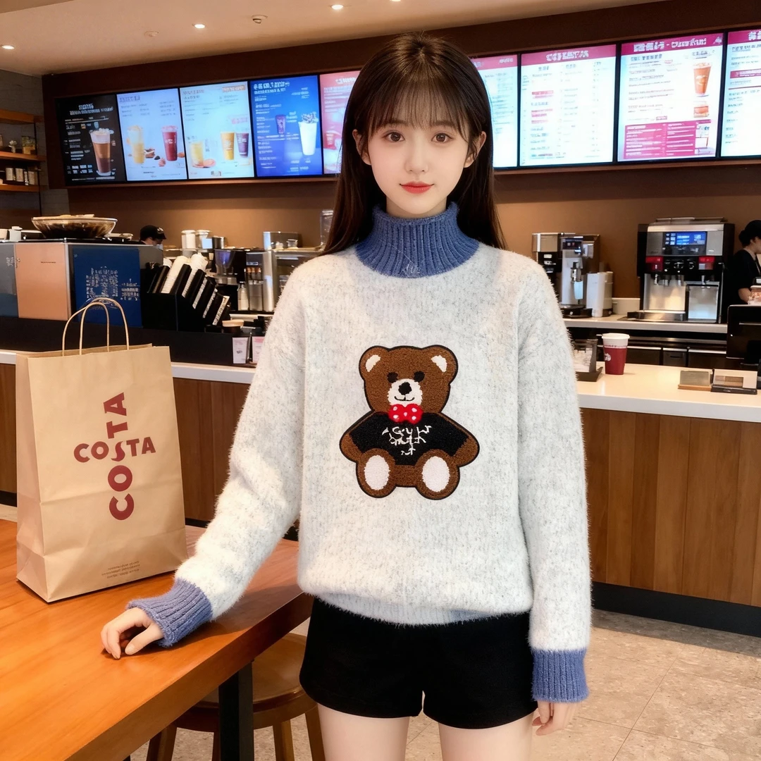 女童毛衣加绒秋冬12岁中大童13女孩14中小学生外搭洋气打底针织衫