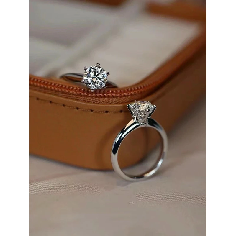 925银莫桑石银制品 【T家六爪】D色莫桑时尚气质经典百搭六爪轻奢