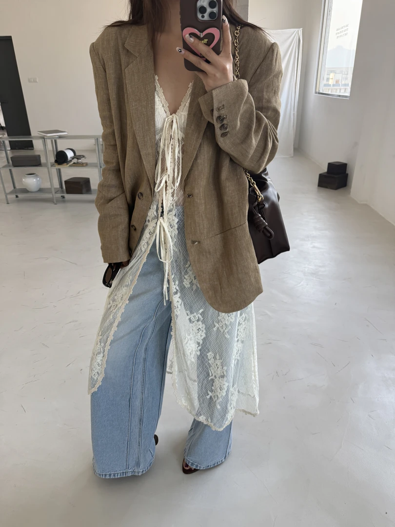 MAR 高级复古休闲廓形西服宽松慵懒风西装外套女606014