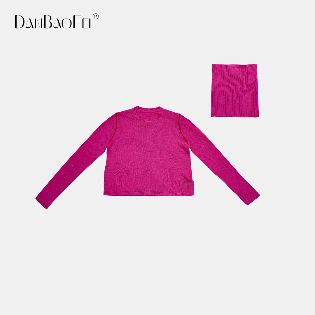 YU 100A级羊绒衫纯色圆领毛衣脖套两件套 YLM00586