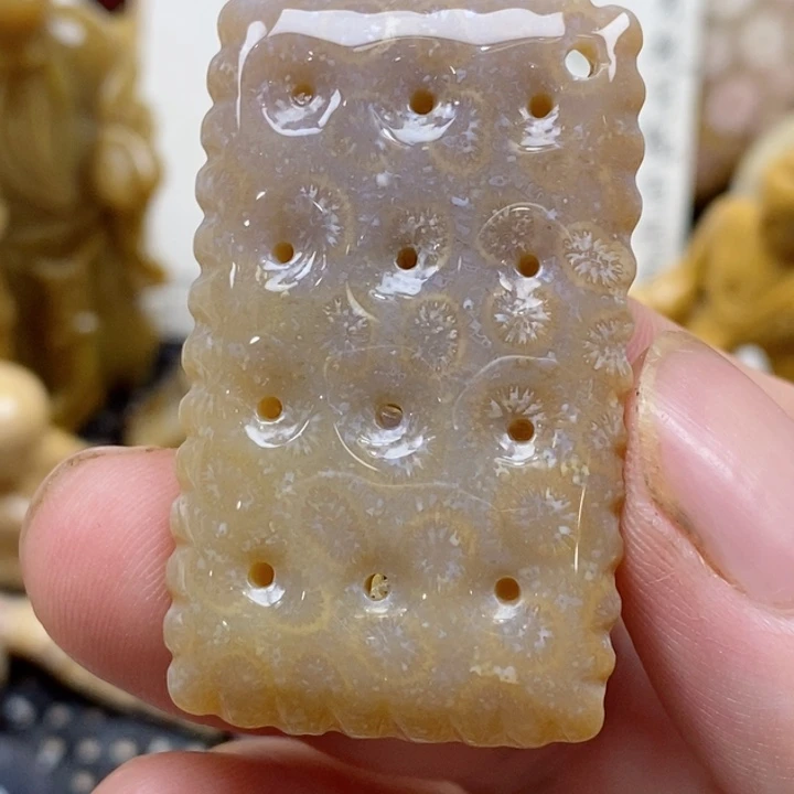 颈饰未镶嵌硅化珊瑚（珊瑚玉）