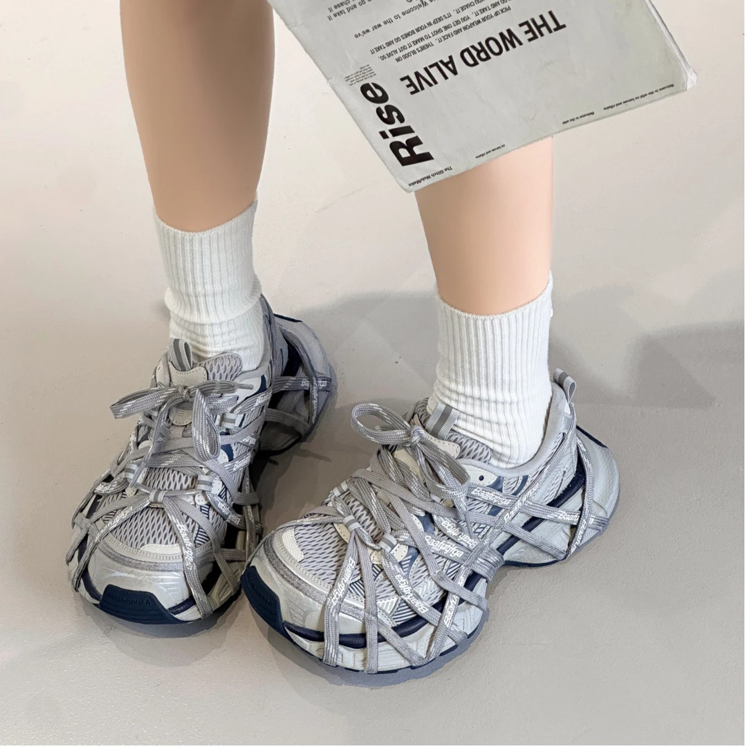 厚底蜘蛛网老爹鞋女款2025新款秋季时尚潮酷增高小个子休闲运动鞋