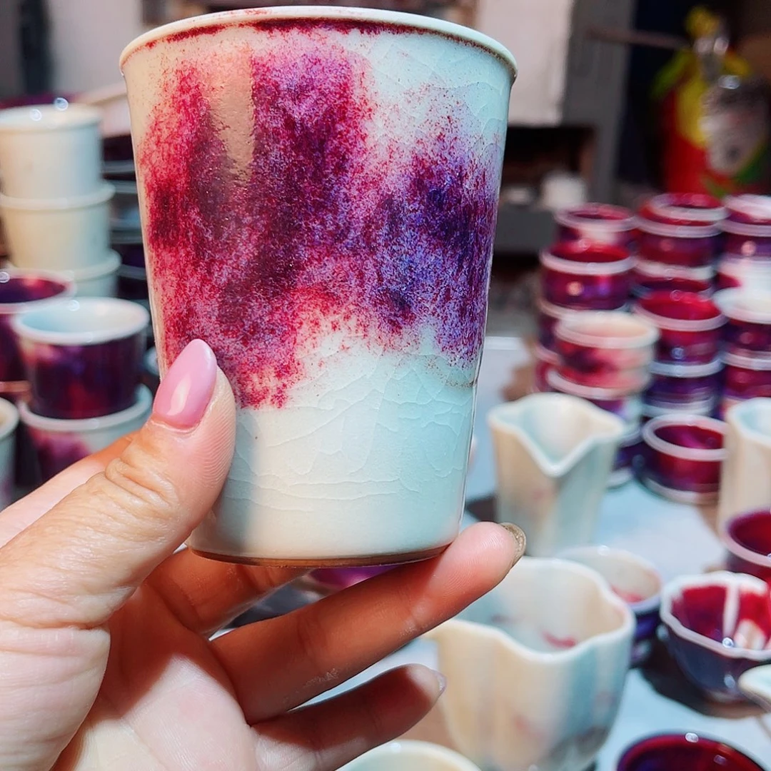 切*杨钧瓷主人杯摆件工艺品