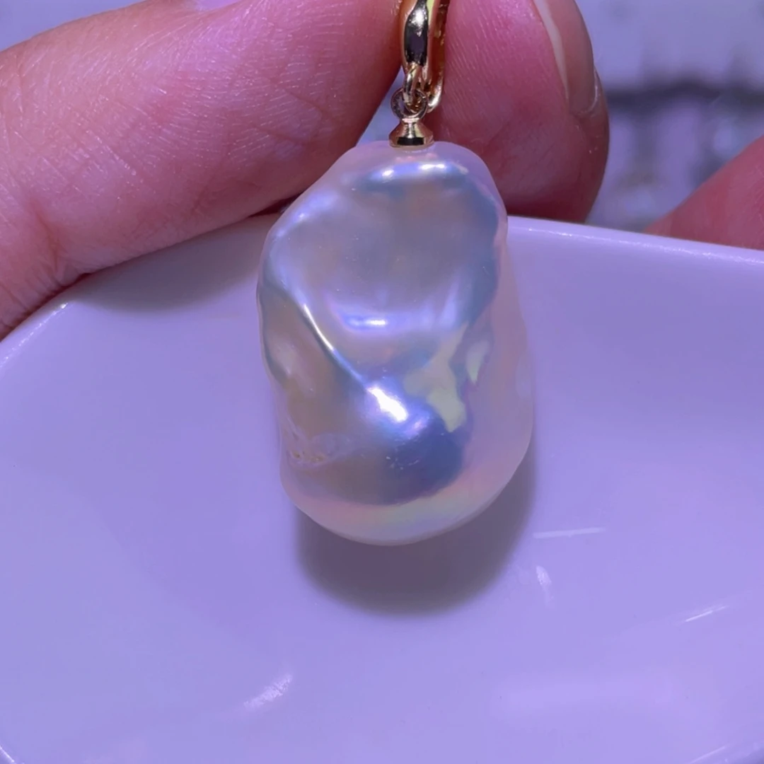 天然淡水珍珠吊坠银S925镶嵌淡水珍珠