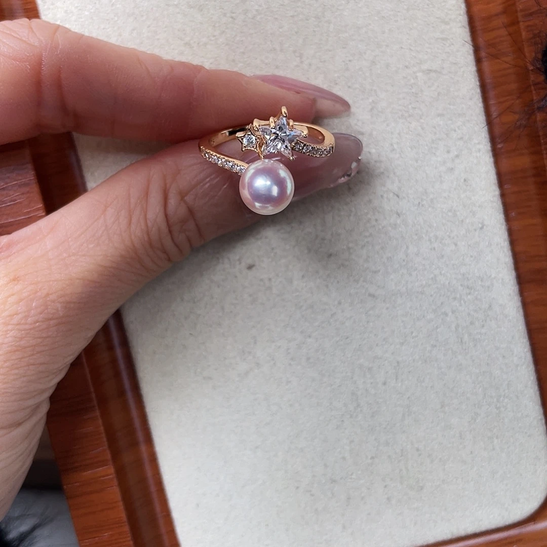 戒指海水珍珠银S925镶嵌
