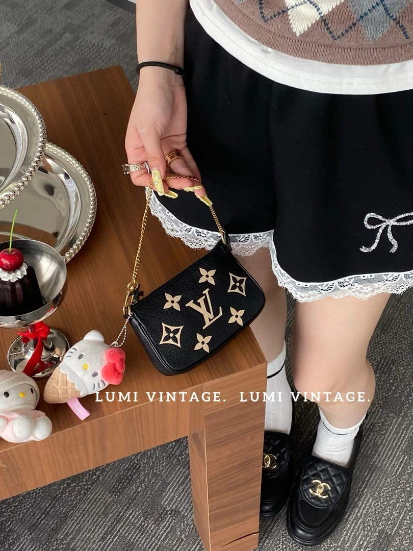 95新 LouisVuitton/路易威登 黑白牛皮压纹mini麻将包91627399