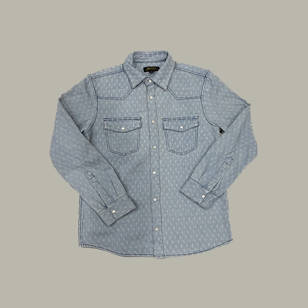 浅色牛仔衬衫男女厚款宽松长袖水洗男女上衣外套秋冬外搭时尚衬衣