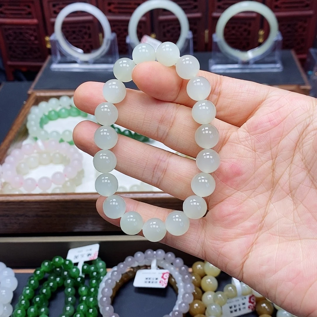 和田玉手串未镶嵌白玉10