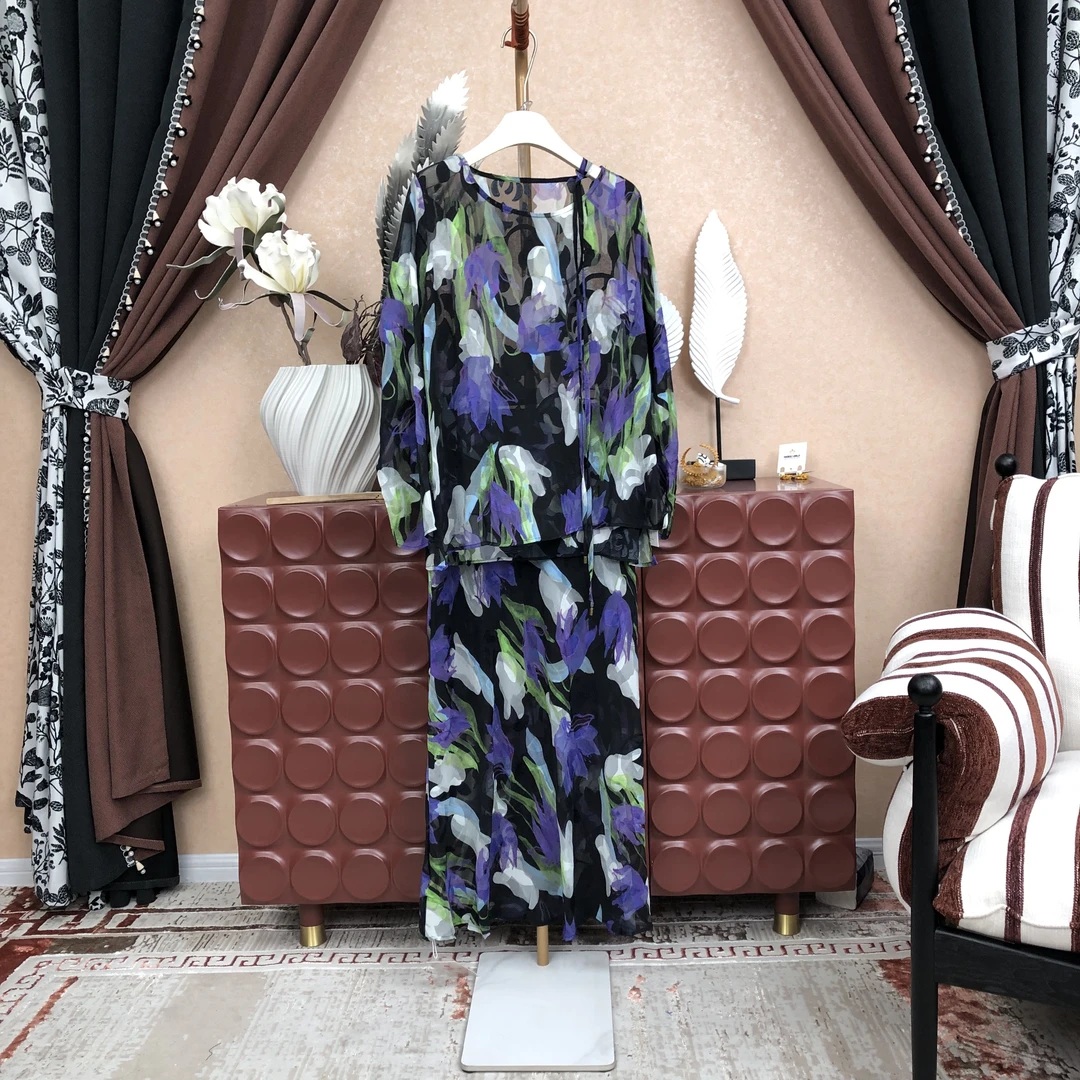 【A445】时尚新款民族风迪拜土耳其重工服饰纯色套装裙气质