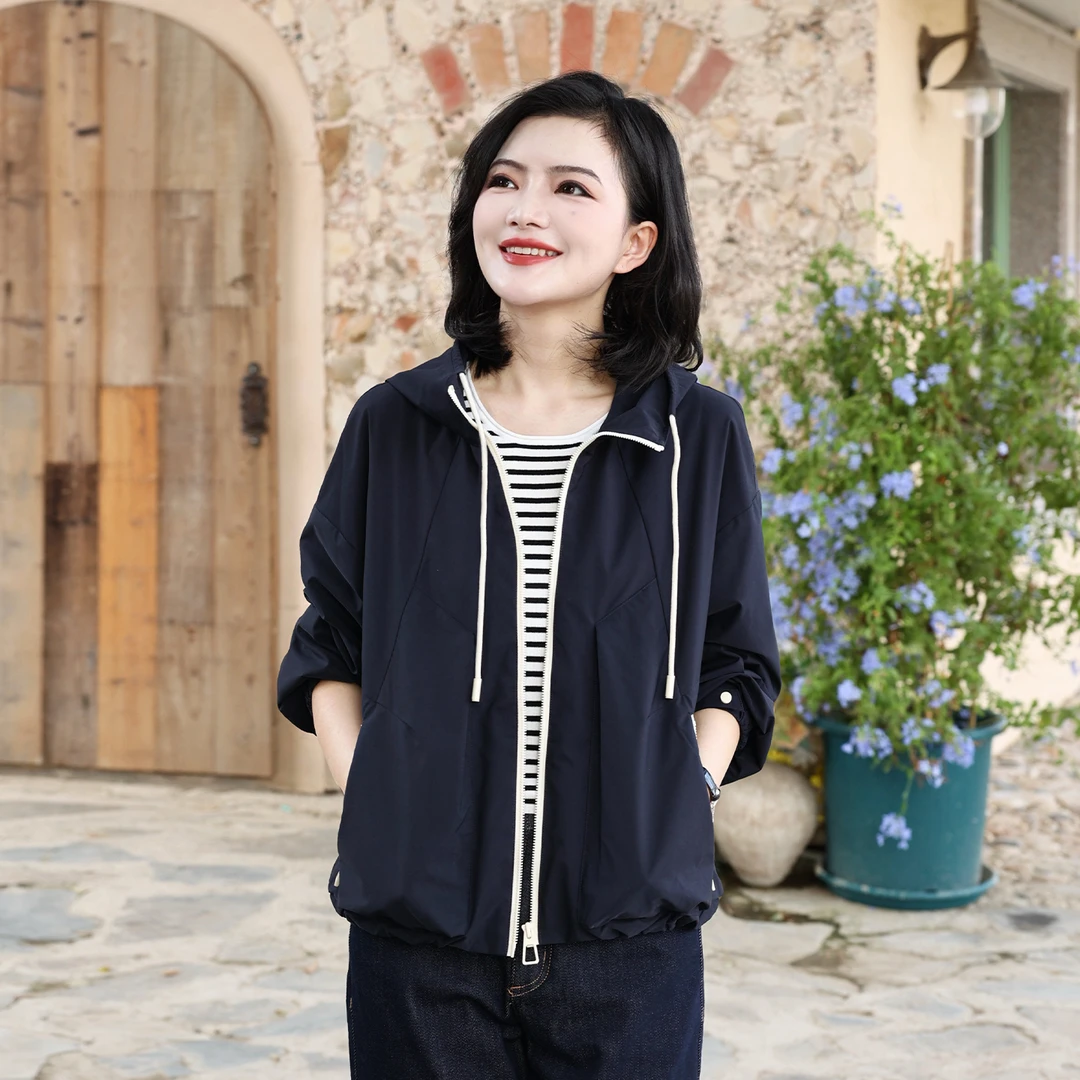 枫竺阿楠anan松弛感休闲连帽抽绳撞色户外衣秋季万能百搭出游外套