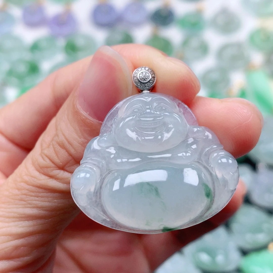 翡翠吊坠(不含链)18K金镶嵌