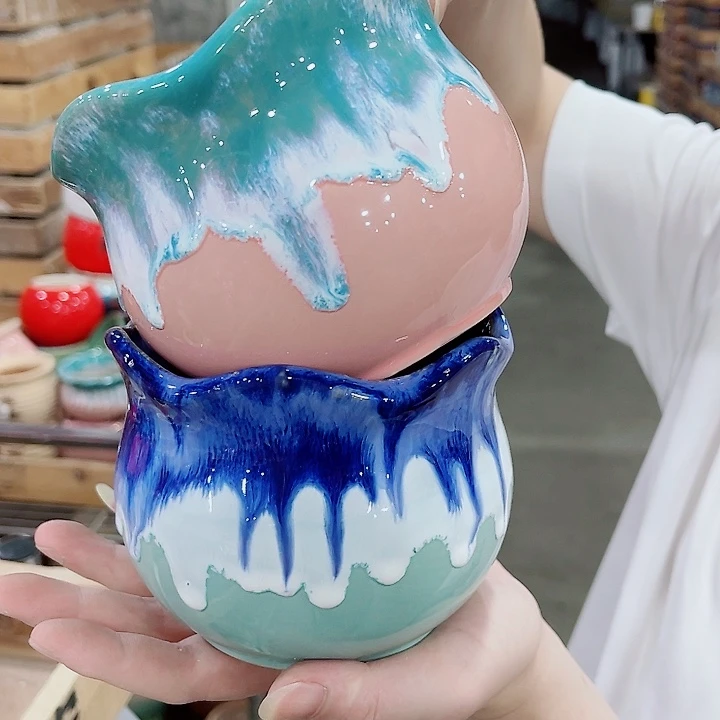 有孔，凑10元包邮陶瓷花盆发货！