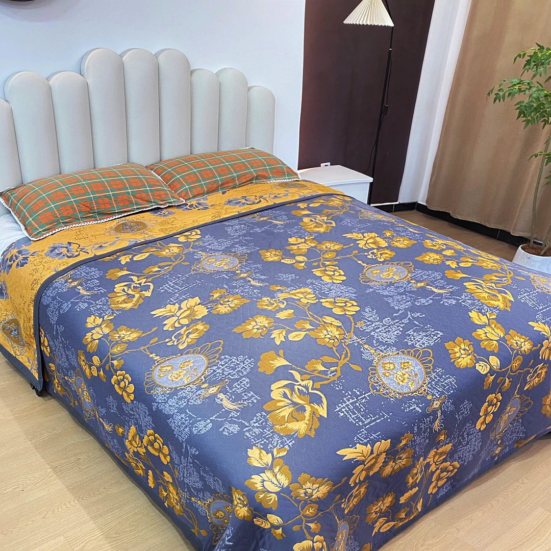 【灰金系列景梦】240*260多层纯棉纱布盖毯加大床盖毛巾被加厚双面