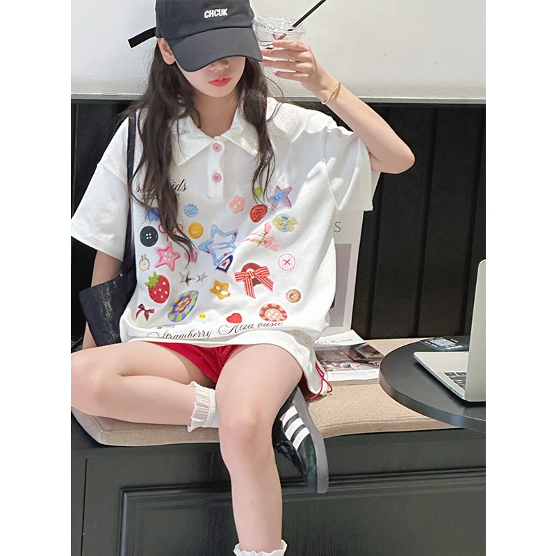 K29315甜酷女童T恤短袖2025新款夏装儿童上衣半袖女大童休闲衣服t