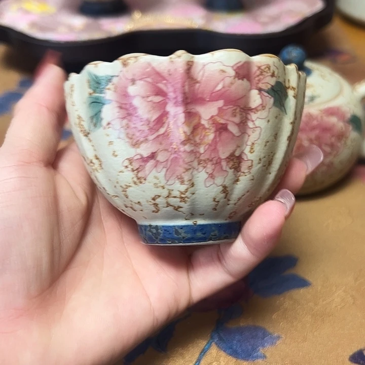 火石红国色牡丹盛世系列茶器
