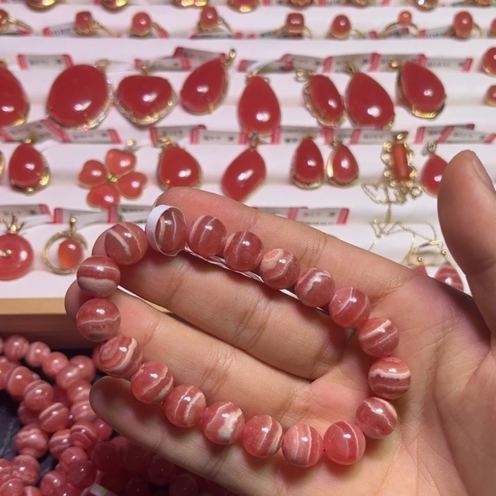 菱锰矿（红纹石）未镶嵌手串五花肉10mm