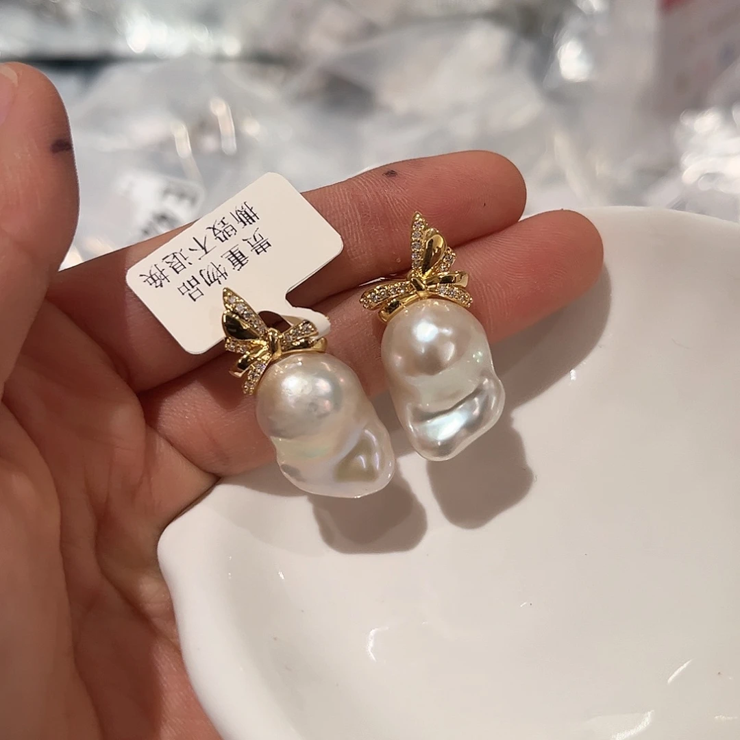 合金淡水珍珠耳饰