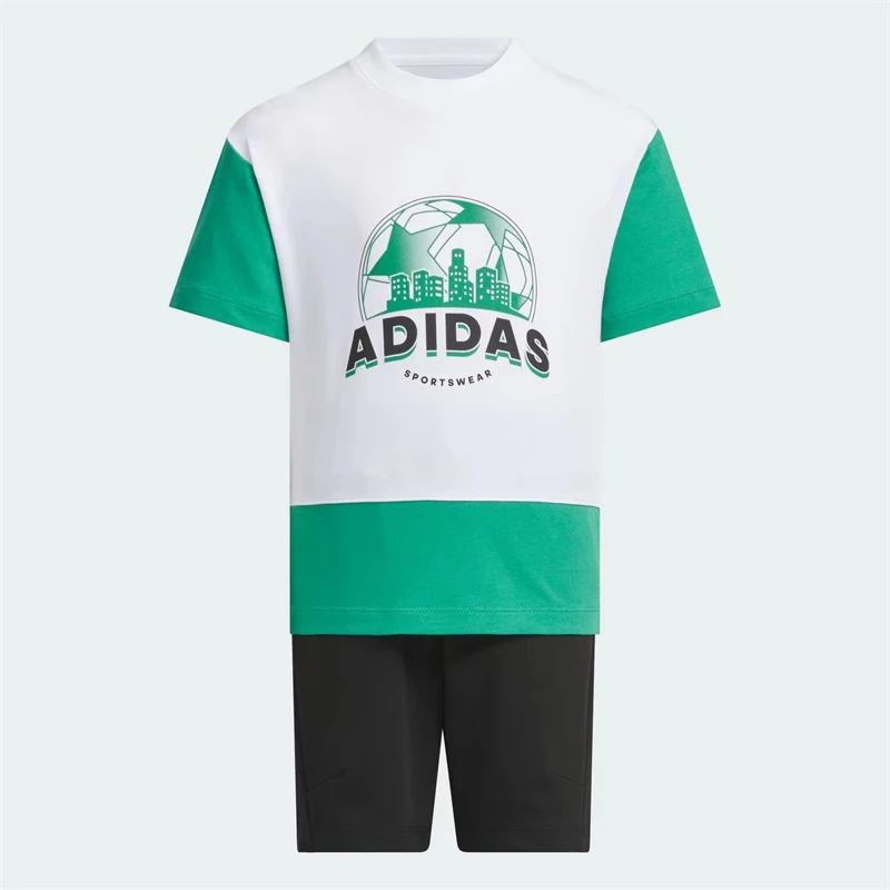 adidas/阿迪达斯25夏季新款男小童运动休闲短袖套装JL7564