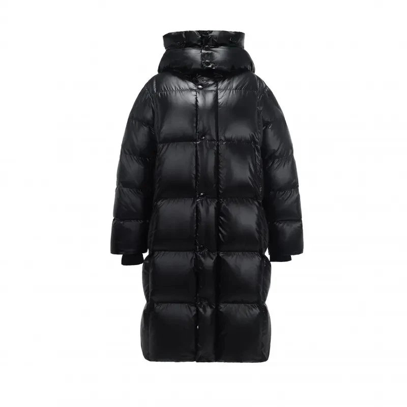 2025冬新款黑色黑标长款外套男女情侣同款可脱卸帽加厚百搭连帽10