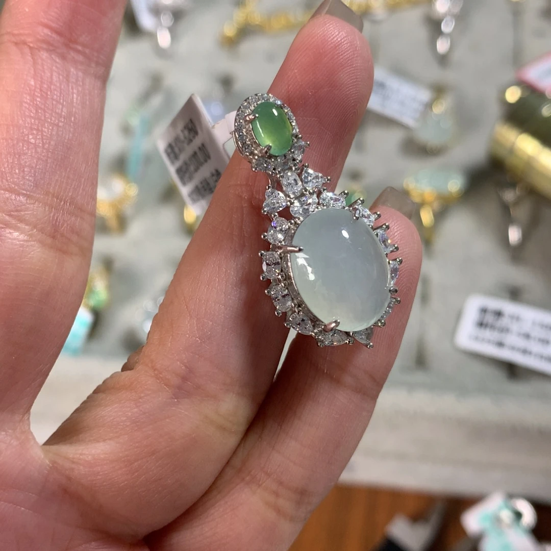 翡翠银S925镶嵌颈饰吊坠