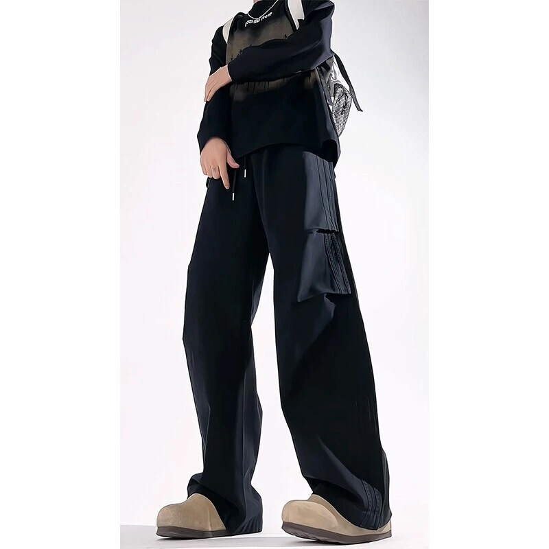 PLQV新款2025美式高街休闲裤工装百搭设计感高街长裤宽松运动潮流