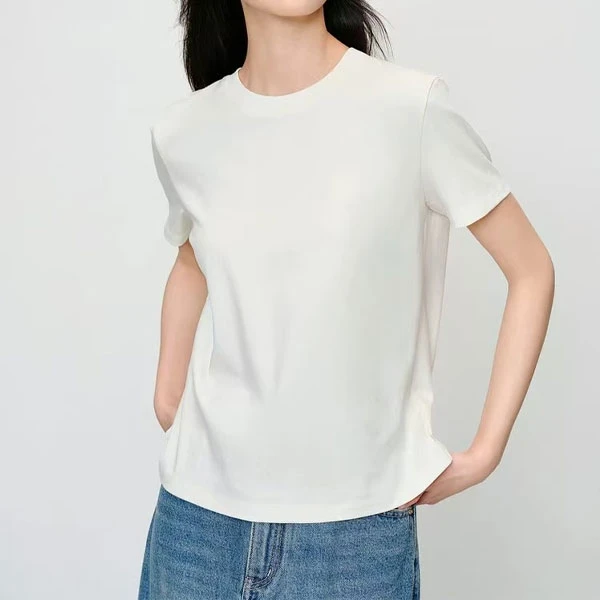 TY-【天邑严选】 圆领宽松含羊毛简约T恤5320B
