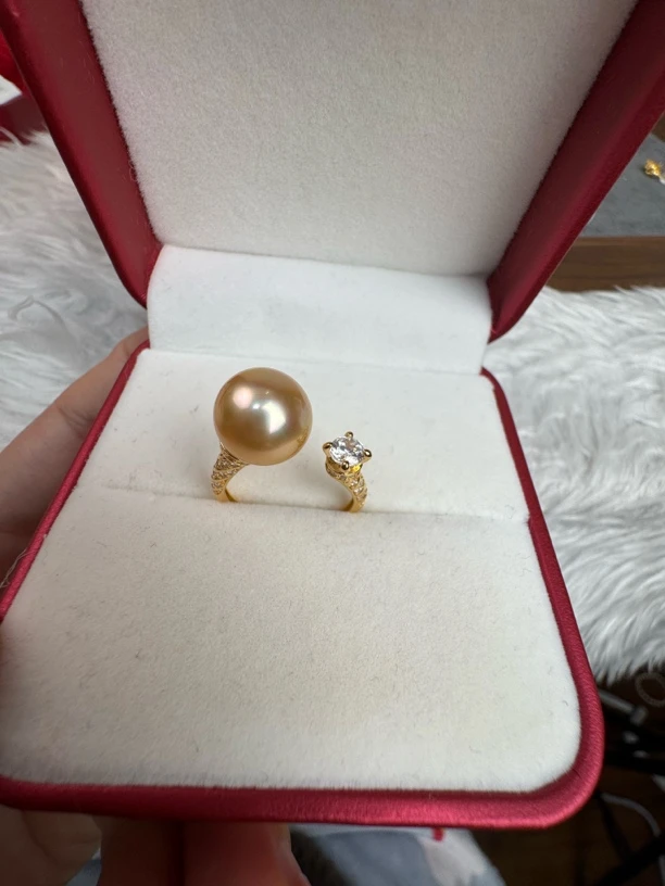 南洋金珠戒指海水珍珠戒指