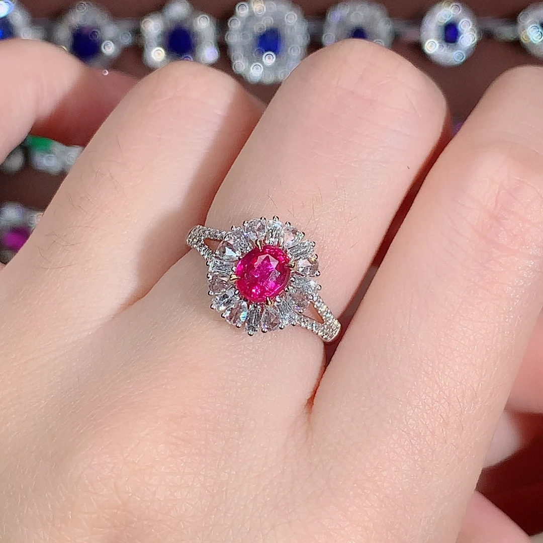 红宝石戒指18K金镶嵌1.05ct/天然宝石/七天无理由