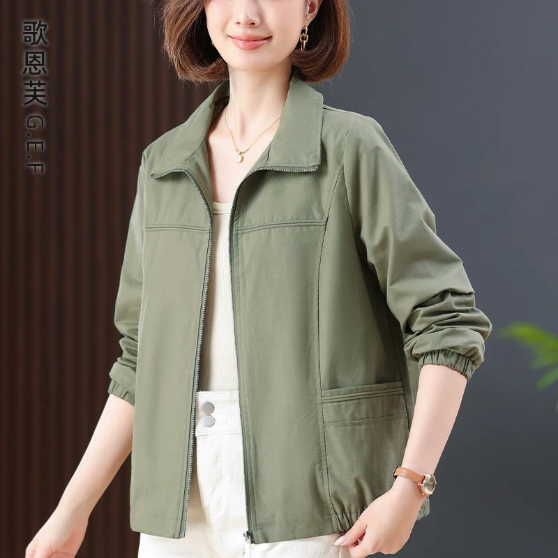 短款外套女春秋2025新款小个子洋气减龄休闲百搭中年妈妈翻领夹克