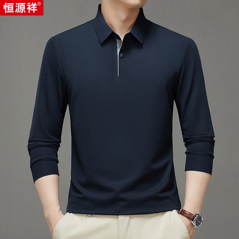 【甄选舒适面料】时尚百搭高端新款男士休闲长袖打底POLO衫