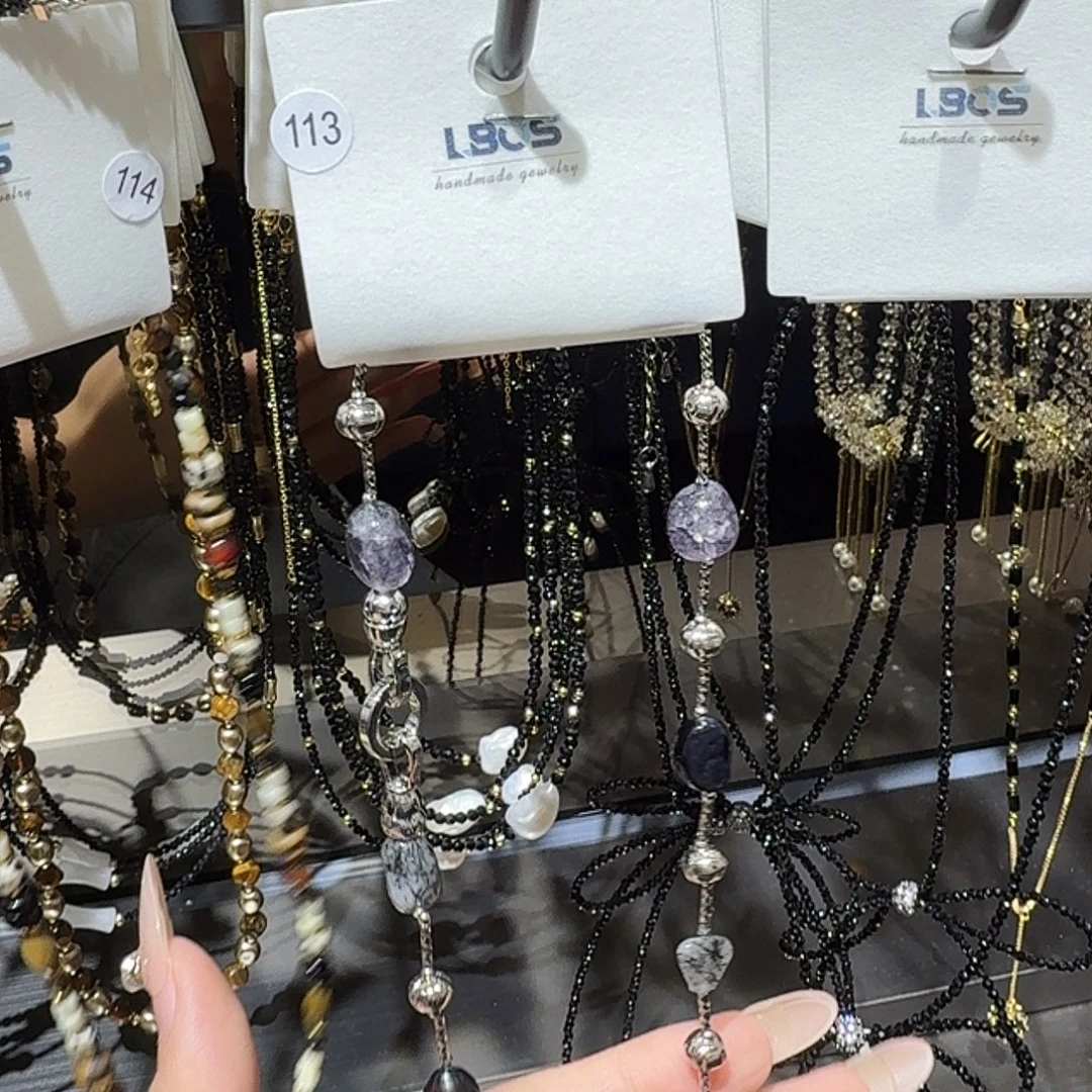 贝珠（仿珍珠）铜合金合金  113水晶银色项链