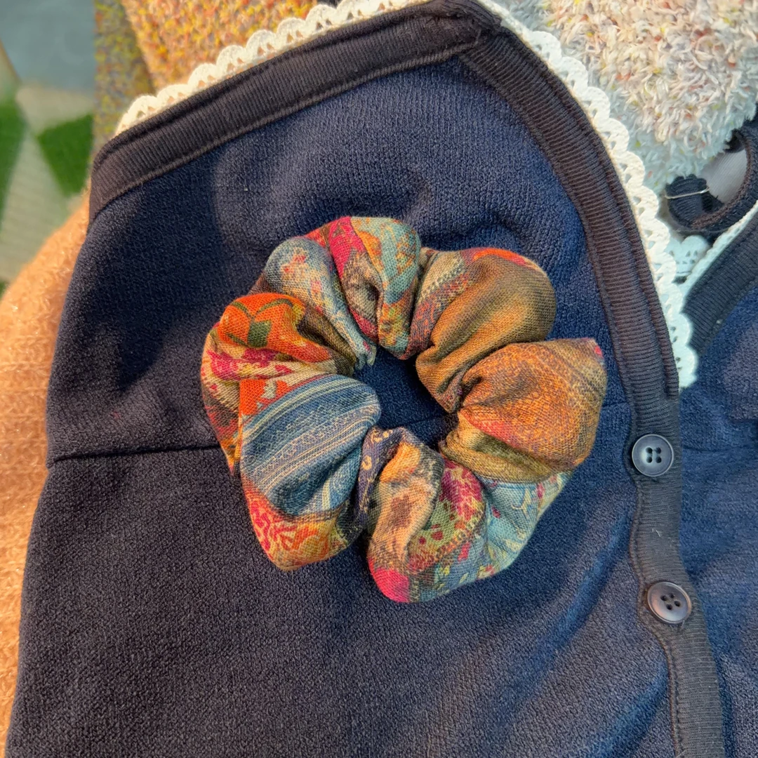 KiKi酱韩饰原创设计香云麻名族风大肠发圈香云纱复古百搭时尚