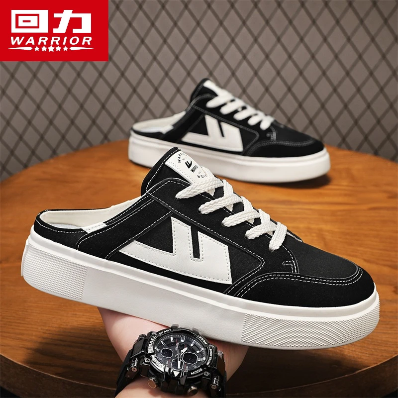 回力透气男鞋2025夏季新款帆布鞋潮流懒人休闲鞋无后跟一脚蹬板鞋