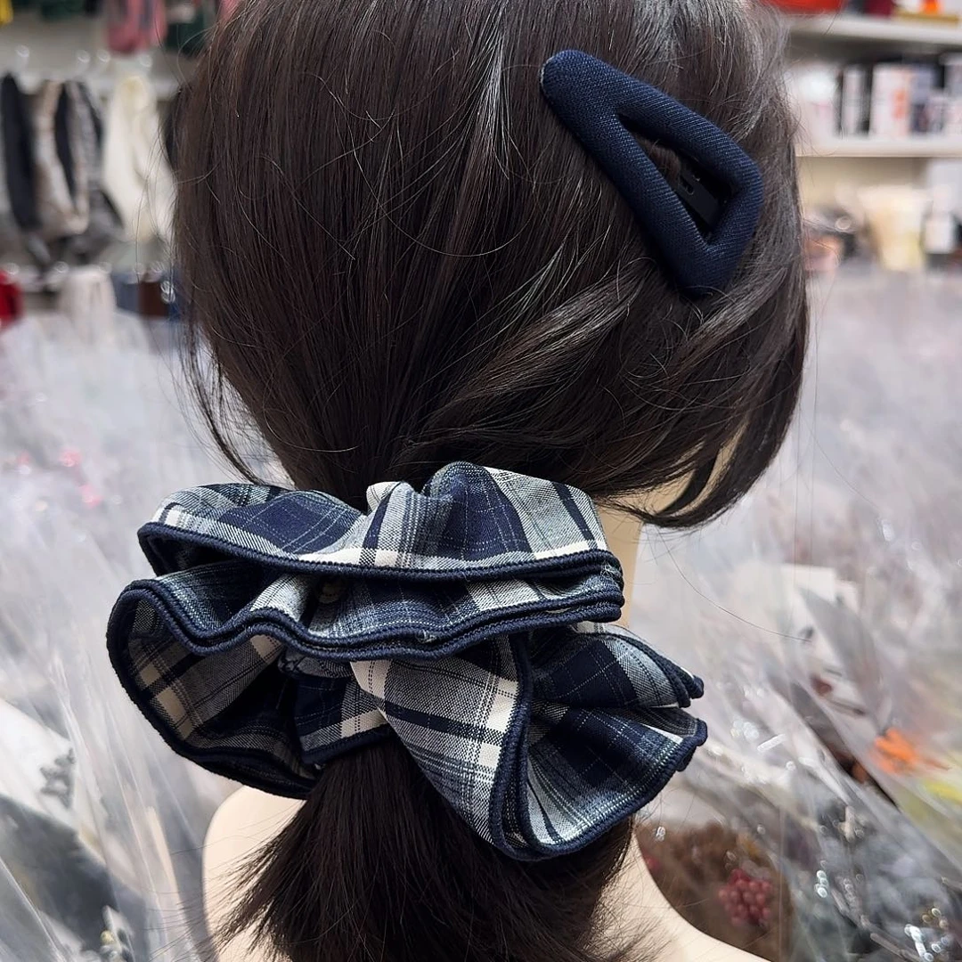 皮质非金属蓝色发圈