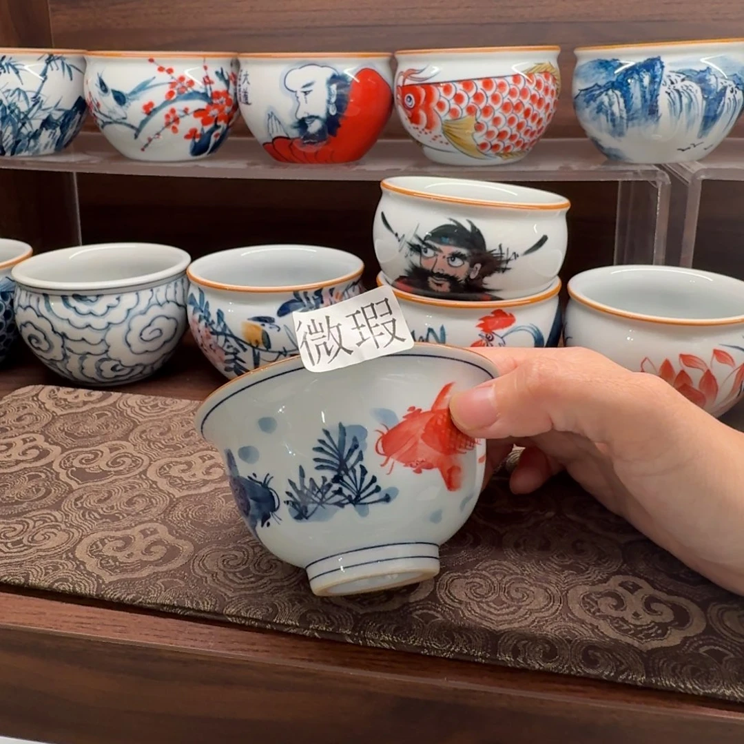釉下手绘茶具微瑕