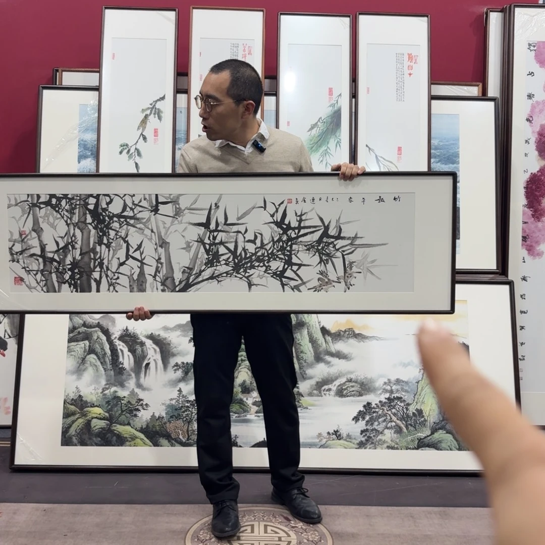 国画手绘作品带框160/45