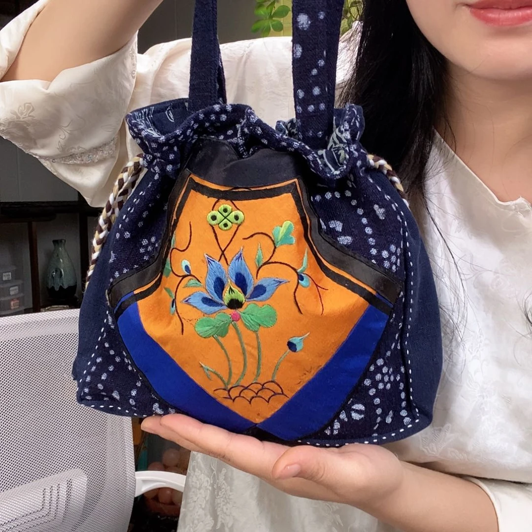 织绣老绣手工刺绣包包