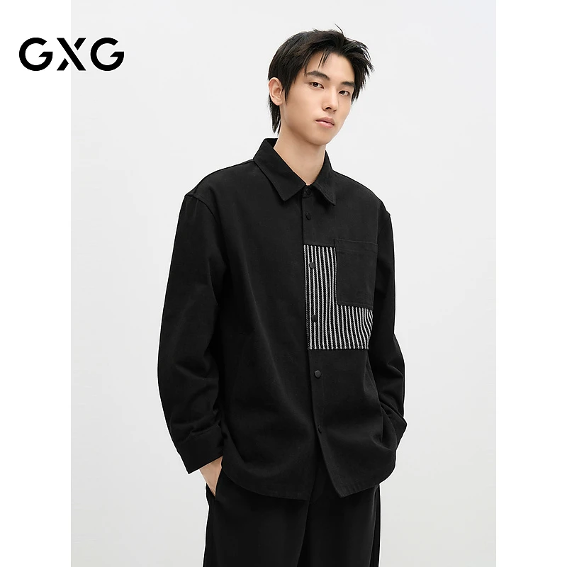 2024年秋季新品GXG男士撞色拼接潮流翻领夹克男外套#G24D213064