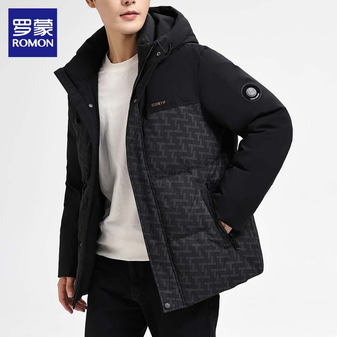 罗蒙羽绒服男士冬季新款加厚防寒连帽羽绒保暖休闲面包服外套男装
