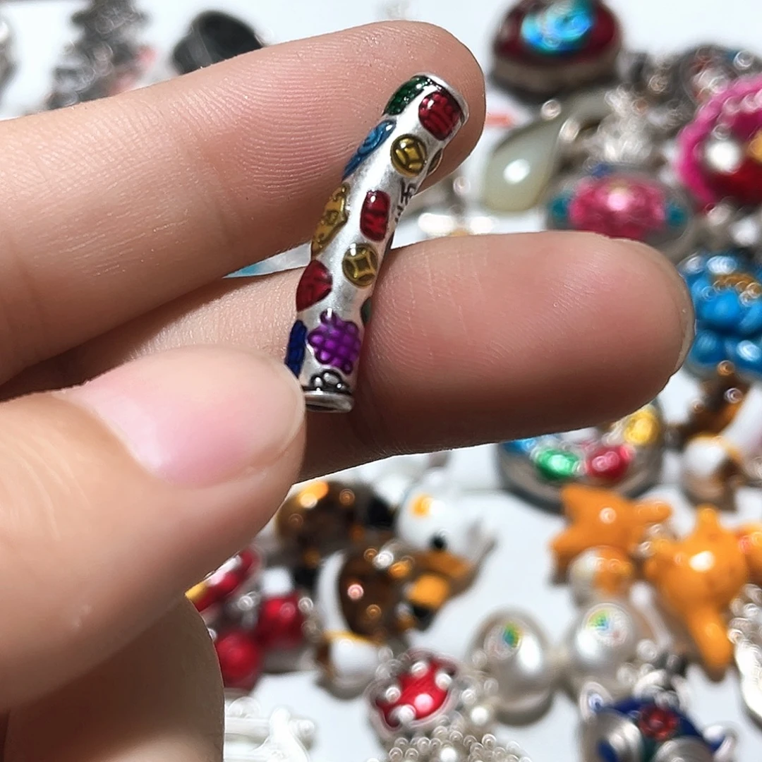 珐琅吊坠足银吉言弯管